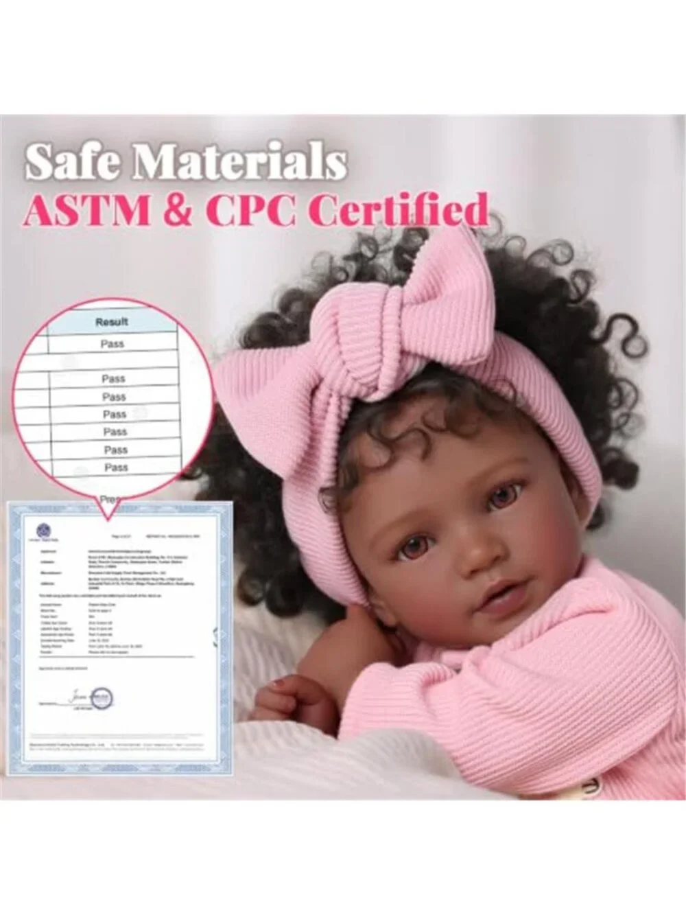 20 Inch Black Reborn Baby Girl Doll Hand Rooted Hair Rattles Complete Gift Set